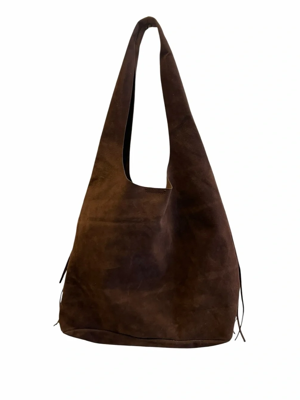 Free People Brown Suede Fringe Hobo Bag